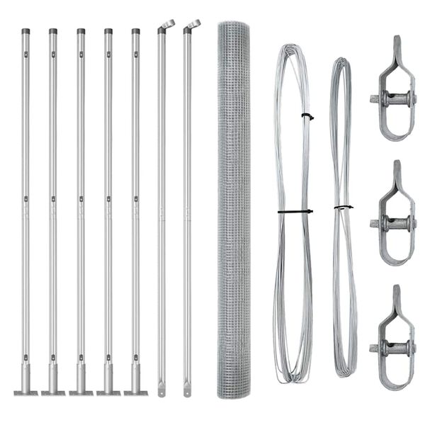 vidaXL Zaunpfosten Silber 10 x 1,5 m (12 x 12 mm Maschenweite) Stahl