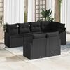 vidaXL Sofa Set mit Kissen 7 pcs Schwarz Poly Rattan
