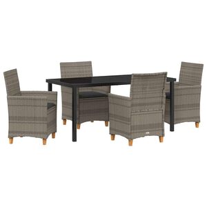 vidaXL Garten Essgruppe 5 pcs Grau Poly-Rattan