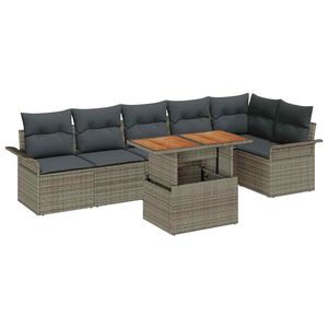 vidaXL Gartensofa-set 7 stk. Grau Poly-Rattan