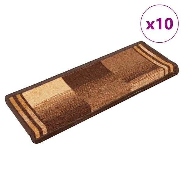 vidaXL Stufenmatten Selbstklebend 10 Stk. 65x21x4 cm Braun
