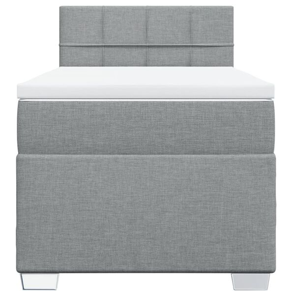 vidaXL Boxspringbett mit Matratze Hellgrau 90x190 cm Stoff