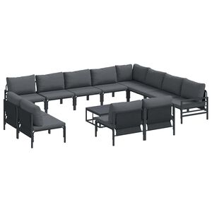 vidaXL Gartensofa-set mit Kissen 13 pcs Schwarz Stahl