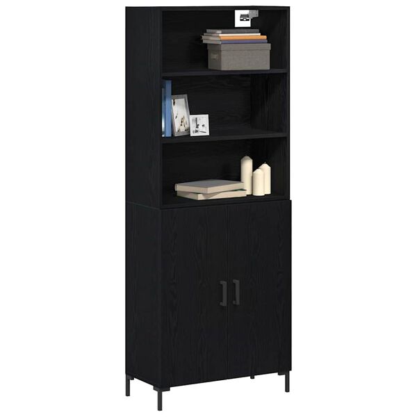 vidaXL Highboard Schwarz Eichen-Optik 69,5 x 34 x 180 cm Holzwerkstoff