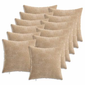vidaXL Kissenbezug 12 stk. HEERLEN Taupe 40 x 40 cm Chenille-Stoff