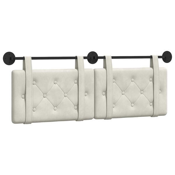 vidaXL H&auml;ngevorderseite Wandmontiert Creme 130 x 55 x 5 cm Samt