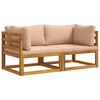 vidaXL Ecksofa mit Kissen 2 stk. 2-Sitzer Massivholz Akazie Natur