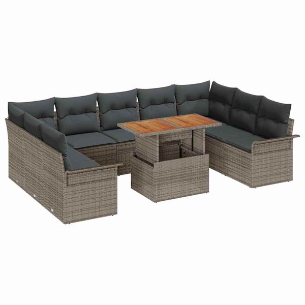 vidaXL Garten-Sofa-Set mit Kissen 10 pcs Grau