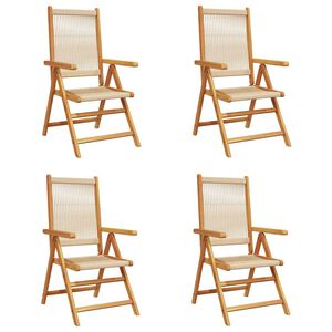 vidaXL 4-teiliges Set aus beigefarbenem Akazienholz mit verstellbarer R&uuml;ckenlehne