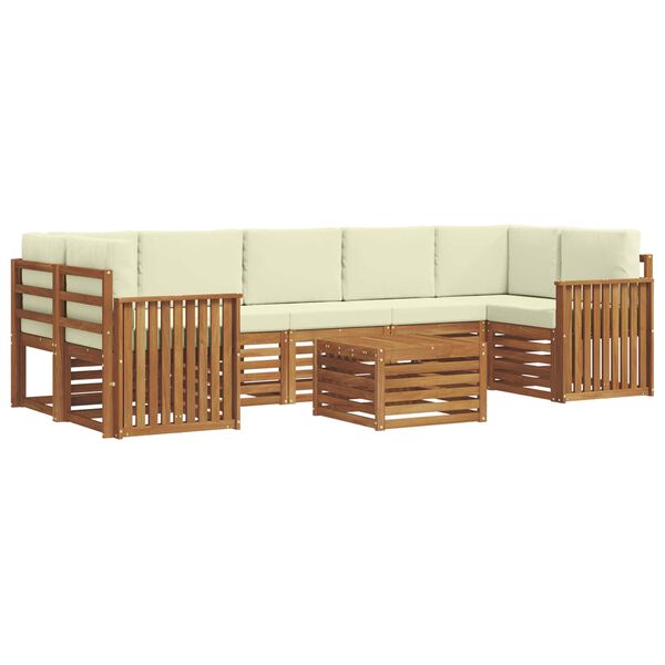 vidaXL Outdoor-Sofagarnitur 8 pcs Natur und Creme Massivholz Akazie
