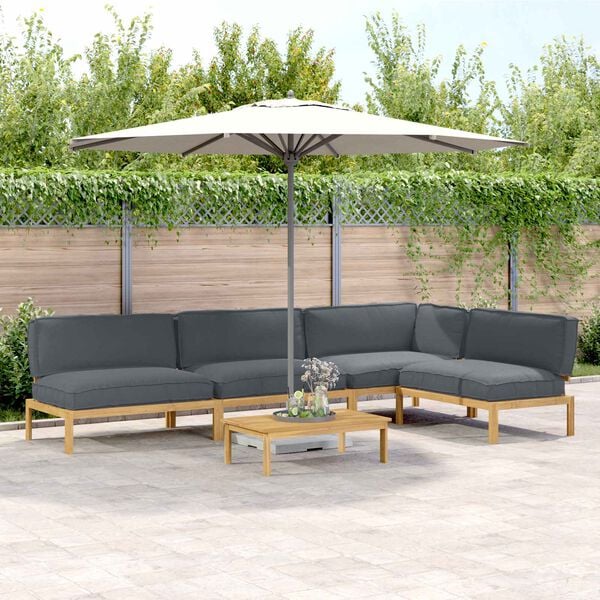 vidaXL Sofa Set mit Kissen Uni 5 pcs Anthrazit Massivholz Akazie