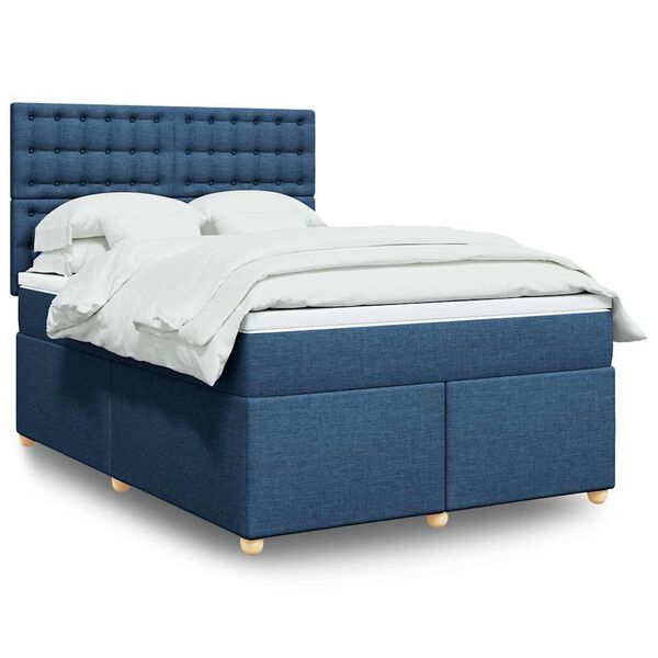 vidaXL Boxspringbett mit Matratze Blau 140x190 cm Stoff