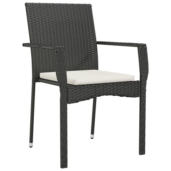 vidaXL Gartenst&uuml;hle mit Kissen 4 Stk. Poly Rattan Schwarz