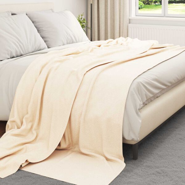 vidaXL &Uuml;berwurfdecke Creme 270 x 240 cm Fleece