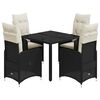 vidaXL 5-tlg. Garten-Bistro-Set mit Kissen Schwarz Poly Rattan