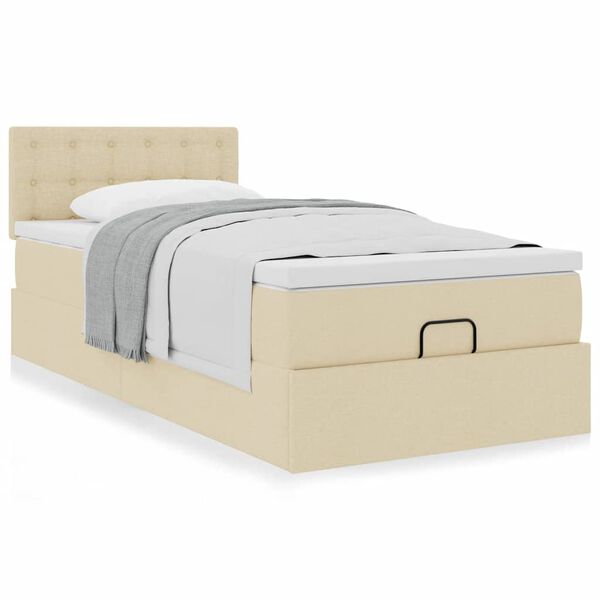 vidaXL Ottoman-Bett mit Matratze Creme 80x200 cm Stoff