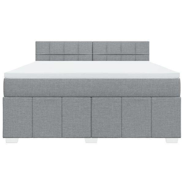 vidaXL Boxspringbett mit Matratze Hellgrau 180x200 cm Stoff