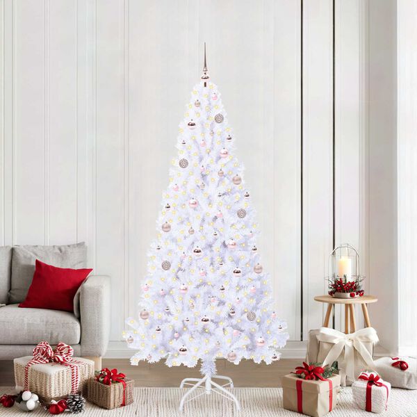 vidaXL K&uuml;nstlicher Weihnachtsbaum Wei&szlig; 210 cm PVC und Stahl