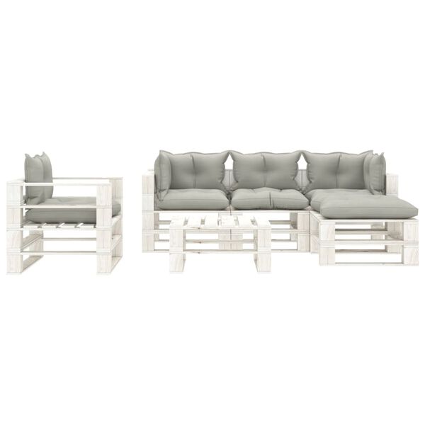 vidaXL 6-tlg. Garten-Lounge-Set Paletten mit Kissen in Taupe Holz