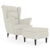 vidaXL Ohrensessel mit Hocker Creme Samt
