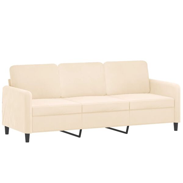 vidaXL 3-Sitzer-Sofa mit Hocker Creme 180 cm Samt
