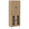 vidaXL Highboard 2 pcs Artisan-Eiche Ingenieurholz und Glas