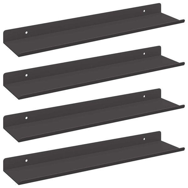 vidaXL Schwebendes Regal 4 pcs Schwarz 40 x 9 x 2,5 cm Stahl