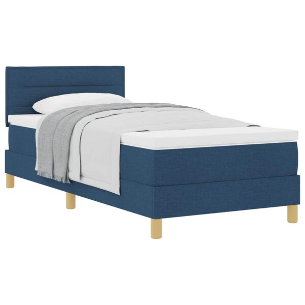vidaXL Boxspringbett mit Matratze mit Kopfteil Blau 90 x 200 cm Stoff