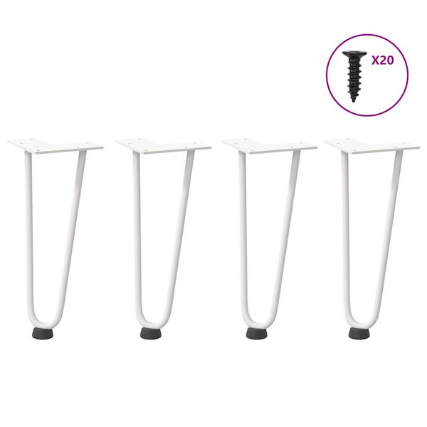 vidaXL Haarnadelbeine f&uuml;r Couchtisch 4 Stk. Wei&szlig; 30 cm Massivstahl