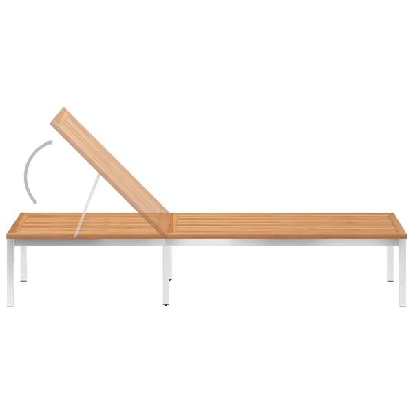 vidaXL Sonnenliege mit Auflage Teak Massivholz und Edelstahl