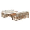vidaXL Gartensofa-set 9 stk. Nat&uuml;rlich und Cremwei&szlig; Poly-Rattan