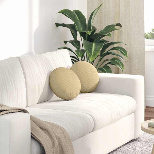 vidaXL Sitzkissen 2 pcs Grau-Gr&uuml;n &Oslash; 30 cm Cordstoff