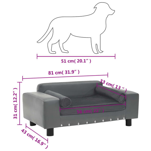 Hundesofa Grau 80x50x40 Cm Kunstleder Produktbild-Vorschau 11