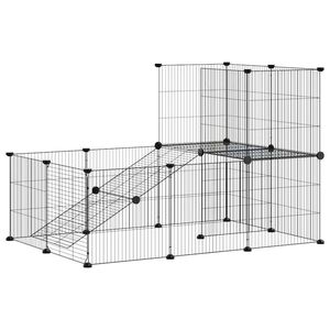 vidaXL 20-tlg. Haustierk&auml;fig mit T&uuml;r Schwarz 105x70x70 cm Stahl