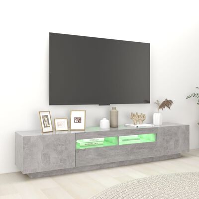 vidaXL TV-Schrank mit LED-Leuchten Betongrau 200x35x40 cm