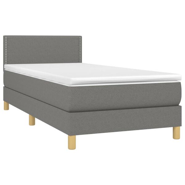 vidaXL Boxspringbett mit Matratze & LED Dunkelgrau 100x200 cm Stoff