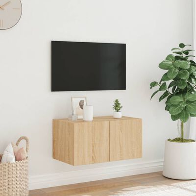 vidaXL TV-Wandschrank mit LED-Leuchten Sonoma-Eiche 60x35x31 cm