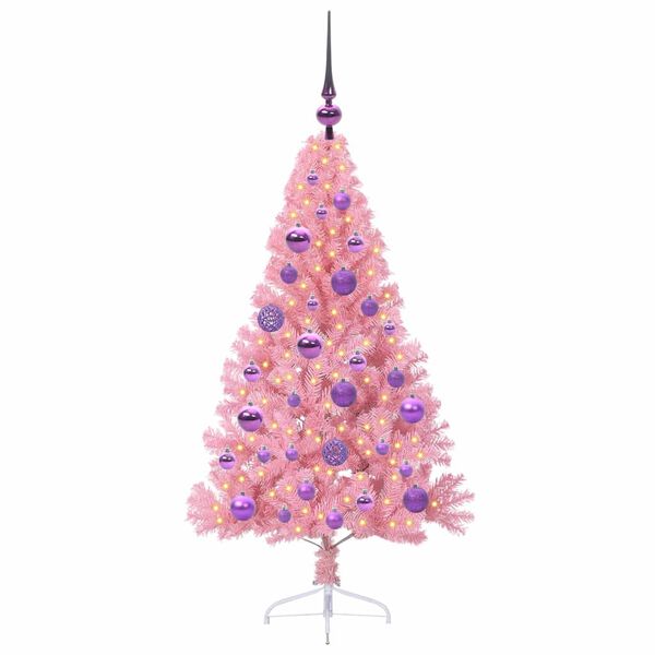 vidaXL K&uuml;nstlicher vorbeleuchteter Weihnachtsbaum Rosa 120 cm PVC