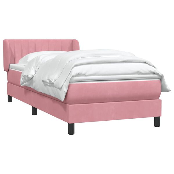vidaXL Boxspringbett mit Matratze Rosa 100x210 cm Samt