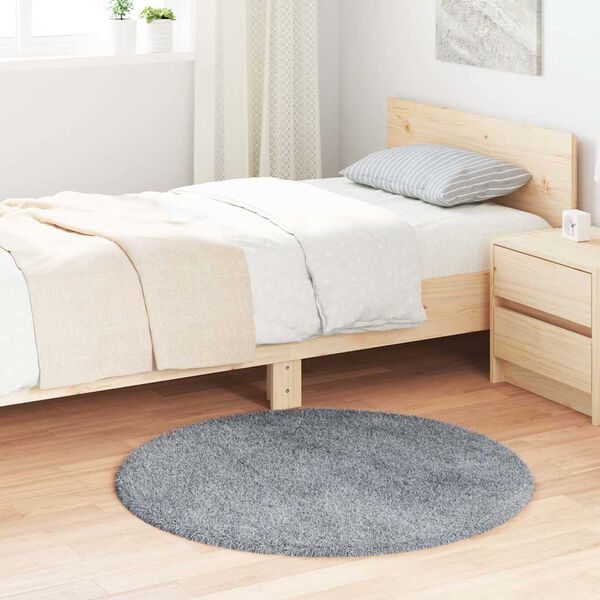 vidaXL Teppich Shaggy Hochflor NAVARRA Hellgrau 100x100 cm Polyester