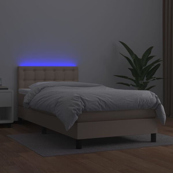 vidaXL Boxspringbett mit Matratze & LED Cappuccino-Braun 80x200cm