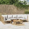 vidaXL 7-tlg. Garten-Lounge-Set mit Hellgrauen Kissen Bambus