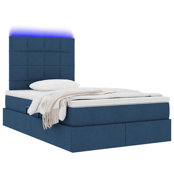 vidaXL Bett mit Stauraum und LED Blau 120 x 200 cm Polyester