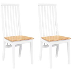 vidaXL Esszimmerst&uuml;hle 2 Stk. Wei&szlig; Massivholz Gummibaum