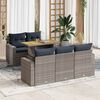 vidaXL 6-tlg. Garten-Sofagarnitur mit Kissen Grau Poly Rattan