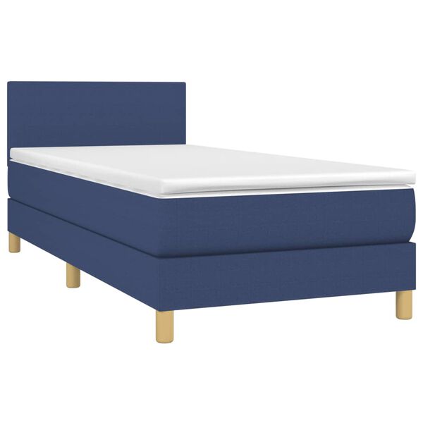 vidaXL Boxspringbett mit Matratze Blau 90x200 cm Stoff