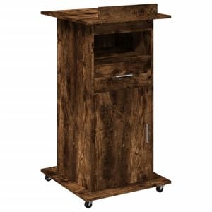 vidaXL Rednerpult mit Rollen & Schublade R&auml;uchereiche 55x55x107 cm