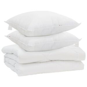 vidaXL Bettdecke mit Kissen 3 pcs Wei&szlig; Mikrofaser