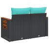 vidaXL Gartensofa mit Kissen 2-Sitzer Schwarz Poly Rattan