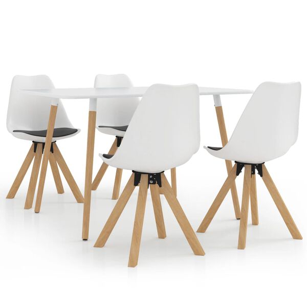 vidaXL 5-teiliges Esszimmerset 120 x 60 cm Wei&szlig; und Schwarz